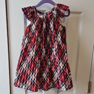 GAP Red Plaid Kids Dress with Ruffle Sleeves
